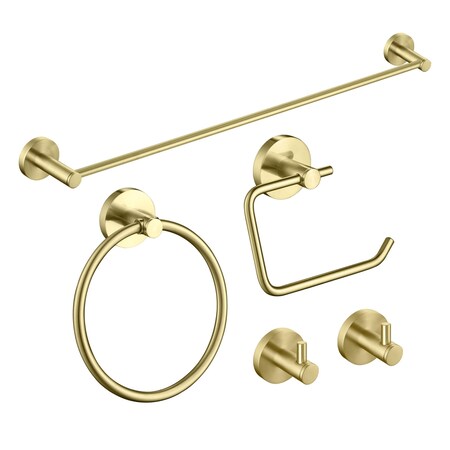 Kibi Circular 5-Piece Bathroom Hardware Set C-KBA14-5BG-2